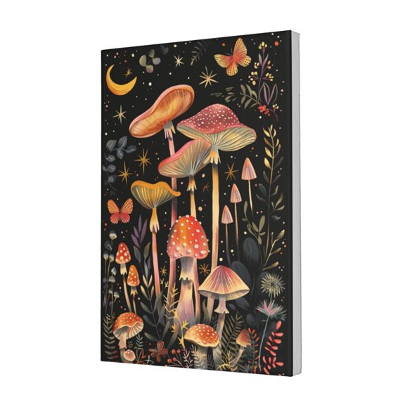 12x18 inch Canvas Hanging Picture Mushroom World At Night,Rustic Cafes,Bar,Nursery School,Children'S Room Decor Canvas Painting,Classic Children Gift,Modern Art Mushroom World At Night Poster