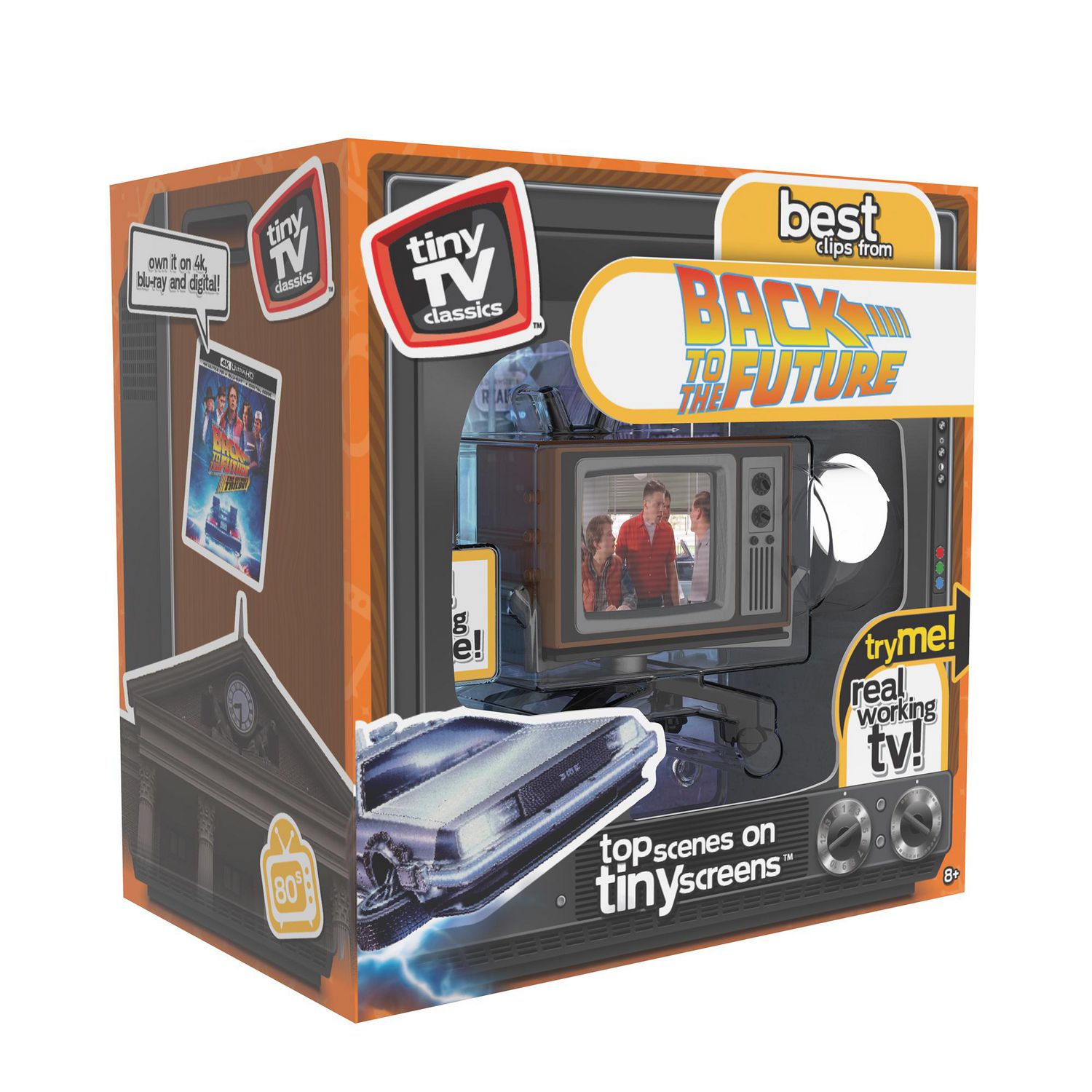 NEW - Tiny TV Classics - Édition Retour vers le futur - Dernière collection de Basic Fun - Regardez les meilleures scènes de films originales de Retour vers le futur sur un véritable téléviseur Tiny (