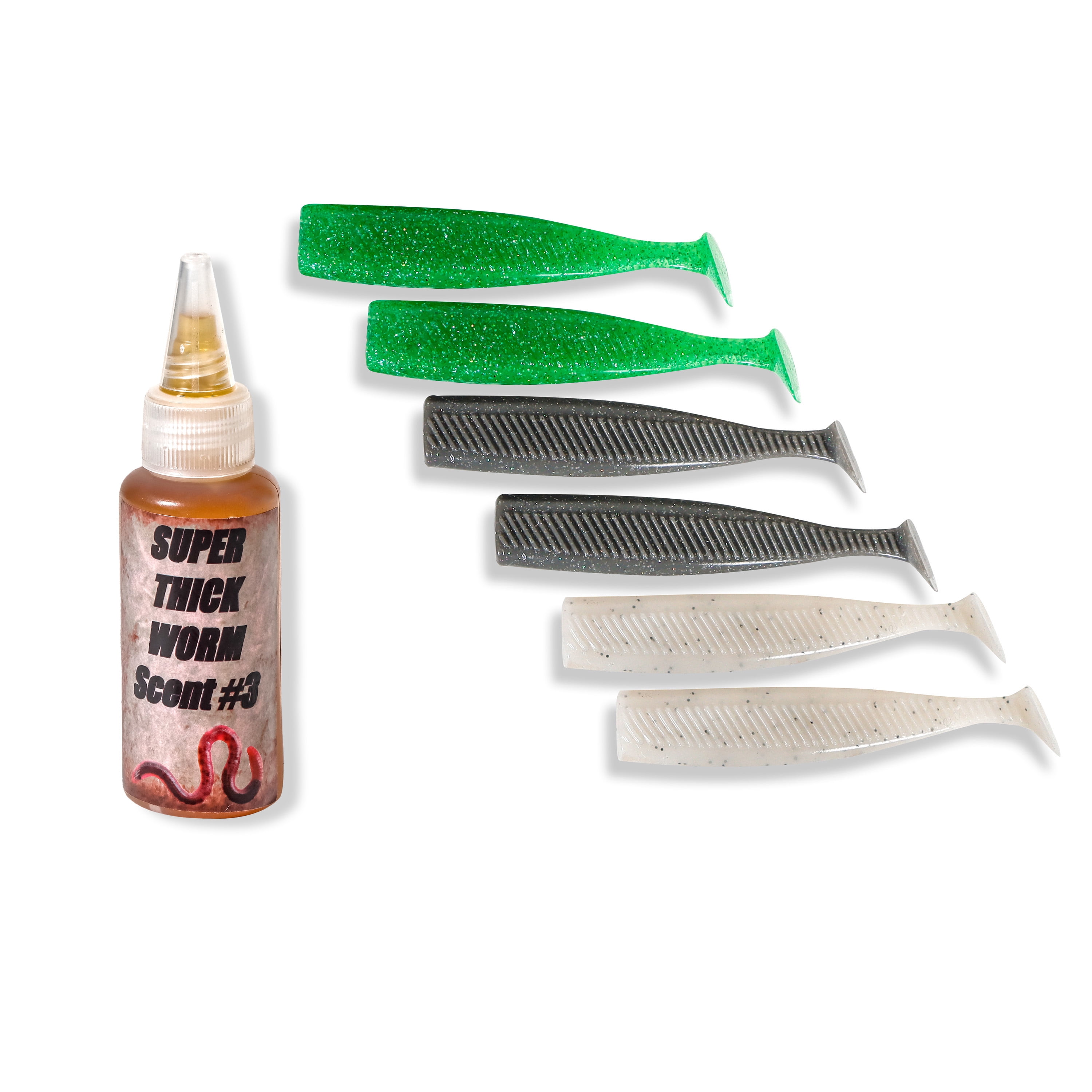 Freshwater Paddle Tail Swim Baits with Worm Scent Pockets - Bass Bait, Bass Lures, Swimbait With Fishing Liquid Bait Attractant