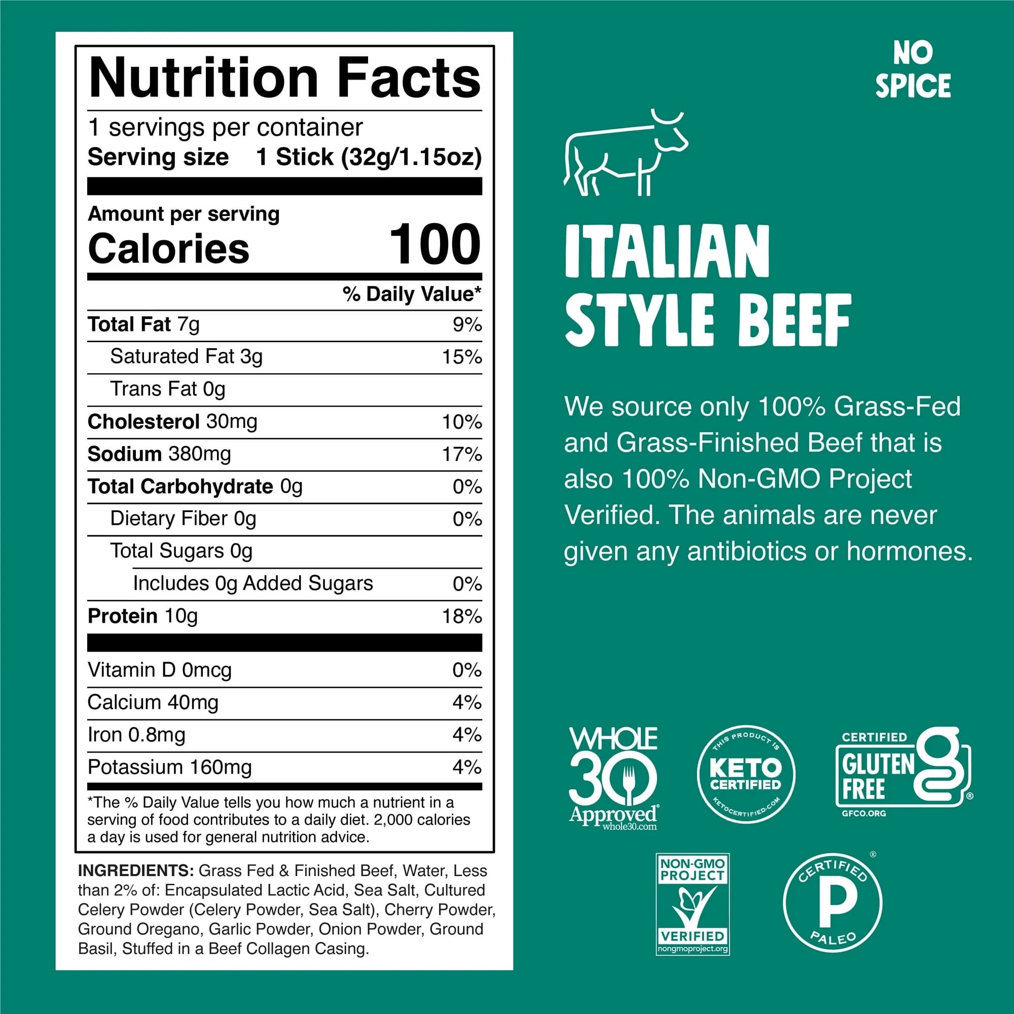 Chomps Italian Style Beef Jerky Snack Sticks, 10g of Protein (24 Count 1.15oz Sticks)
