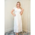 thumbnail image 2 of Women Renaissance Peasant Maiden Boho Inspired Cap Sleeve Lace Trim Maxi Dress, Cream, Small, 2 of 5