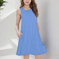 thumbnail image 2 of NAISIBABY Girls Casual Dresses with Pockets, Sleeveless Crewneck Soft Flowy Summer Flare Fit Dresses Blue Size 14-16, 2 of 6