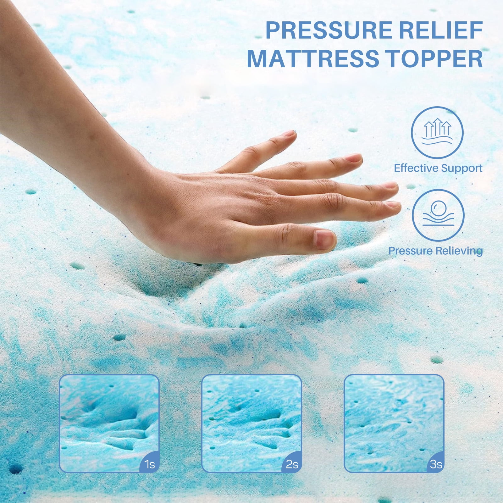 3 inch Gel Memory Foam Mattress Topper Twin- CertiPUR-US Certified Cooling Layer for Enhanced Comfort