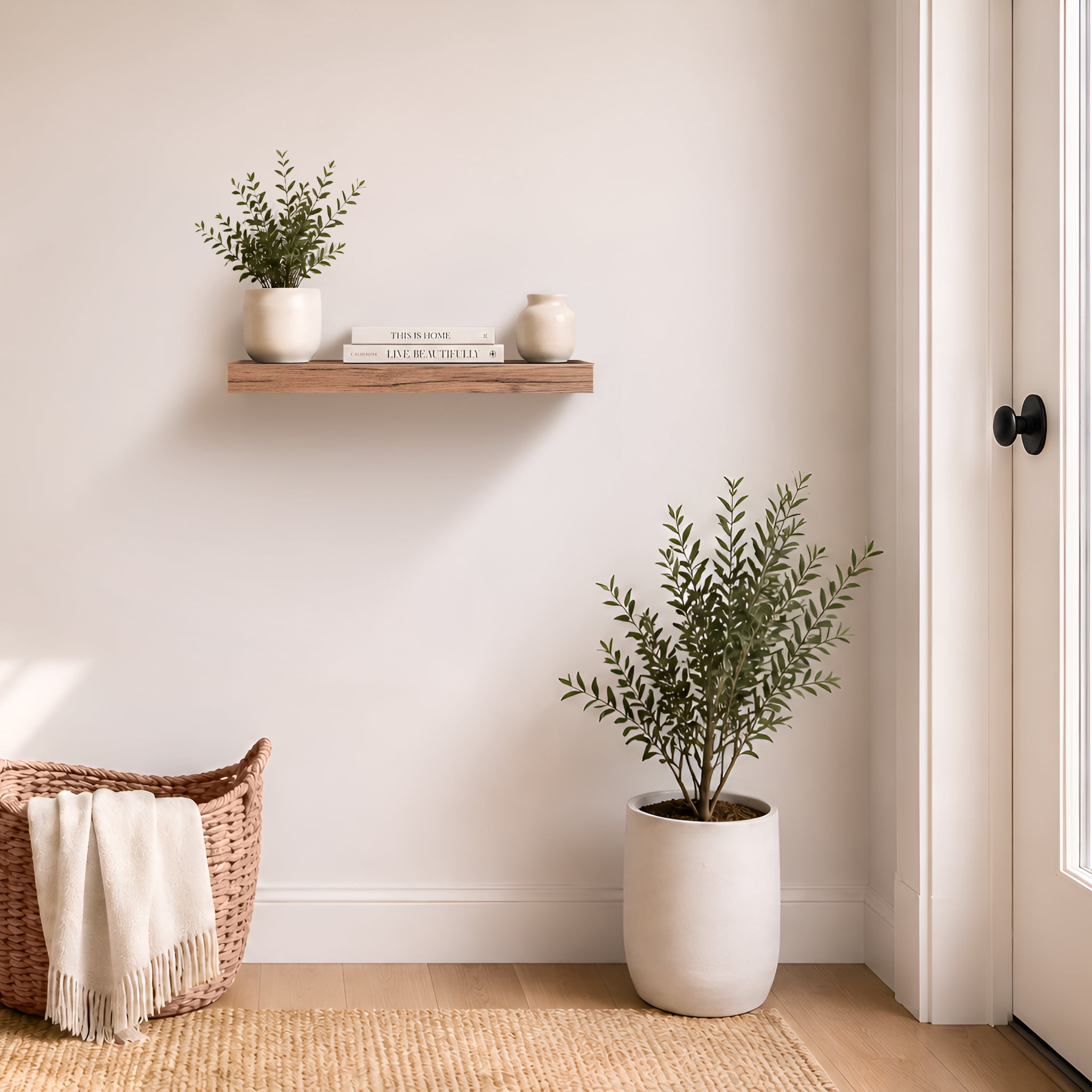 Sorbus 16.25" Floating Wall Shelf, Mahogany, Invisible Brackets, Bathroom, Bedroom & Home Decor