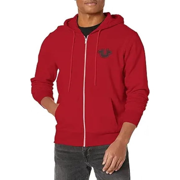 Sudadera con Capucha True Religion con Estampado Puff y Cierre Roja Talle S