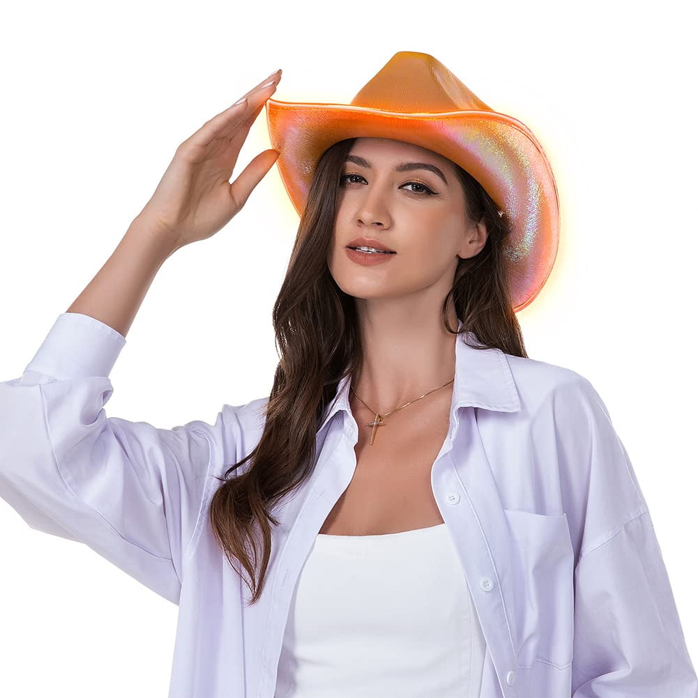 Light Up Cowboy Hat, Light Up Disco Cowgirl Hat, Holographic Space