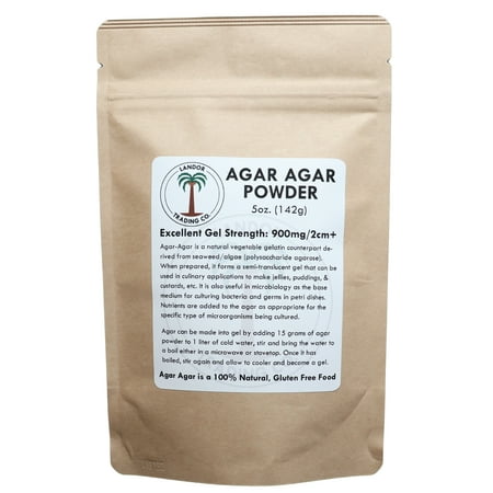 Agar Agar Powder - 4 Ounces + 1 Bonus Ounce Free!!!, Excellent Gel Strength