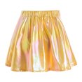thumbnail image 2 of YONGHS Kids Girls Metallic Skirt Shiny Flared Pleated Skater Miniskirts Dancewear Yellow 9-10, 2 of 7