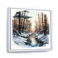 thumbnail image 2 of Designart "Winter Scenery: River In The Forest I" Forest Floater Framed Wall Art Living Room, 2 of 5