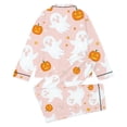 thumbnail image 3 of RUTAYY Girls Pajama Set Lapel Long Sleeve Top and Long Pants Halloween Ghost Pumpkin Web Star Graphic Comfortable Nightwear Pink, 3 of 4