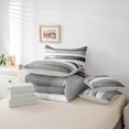 thumbnail image 6 of Castle Fairy Stripes Bedding Comforter Set,Vintage Minimalist Lines Queen Bedding Sets, 6 of 8