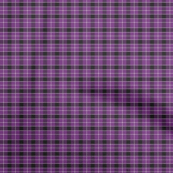 oneOone Polyester Spandex Purple Fabric Check Dress Material Fabric Print Fabric By The Yard 56 Inch Wide