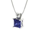 thumbnail image 2 of Clara Pucci 14K White Solid Hypoallergenic Gold 3Ct Tanzanite Princess Cut Solitaire Designer Necklace Pendant For December, 2 of 6