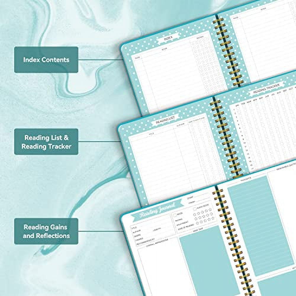 Regolden-Book Reading Journals for Book Lovers, Book Journal Reading Log  for Readers to Review and Track Your Reading, Hardcover Book Club Journal  and Planner, 80 Books (8.5x5.5), Teal 