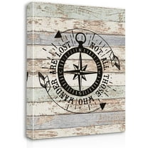 Funny Not All Those Who Wander are Lost Canvas Wall Art Prints Artwork Signs Framed for Camper Decor RV Room Bathroom Nautical Compass Decor, 11 X 14 inch, Campers Gifts, Camper Canvas Wall Decor