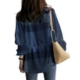 thumbnail image 4 of LilyLLL Plus Size S-5XL Womens Plaid Check Print Long Sleeve Drawstring Xmas Blouse Tops, 4 of 4