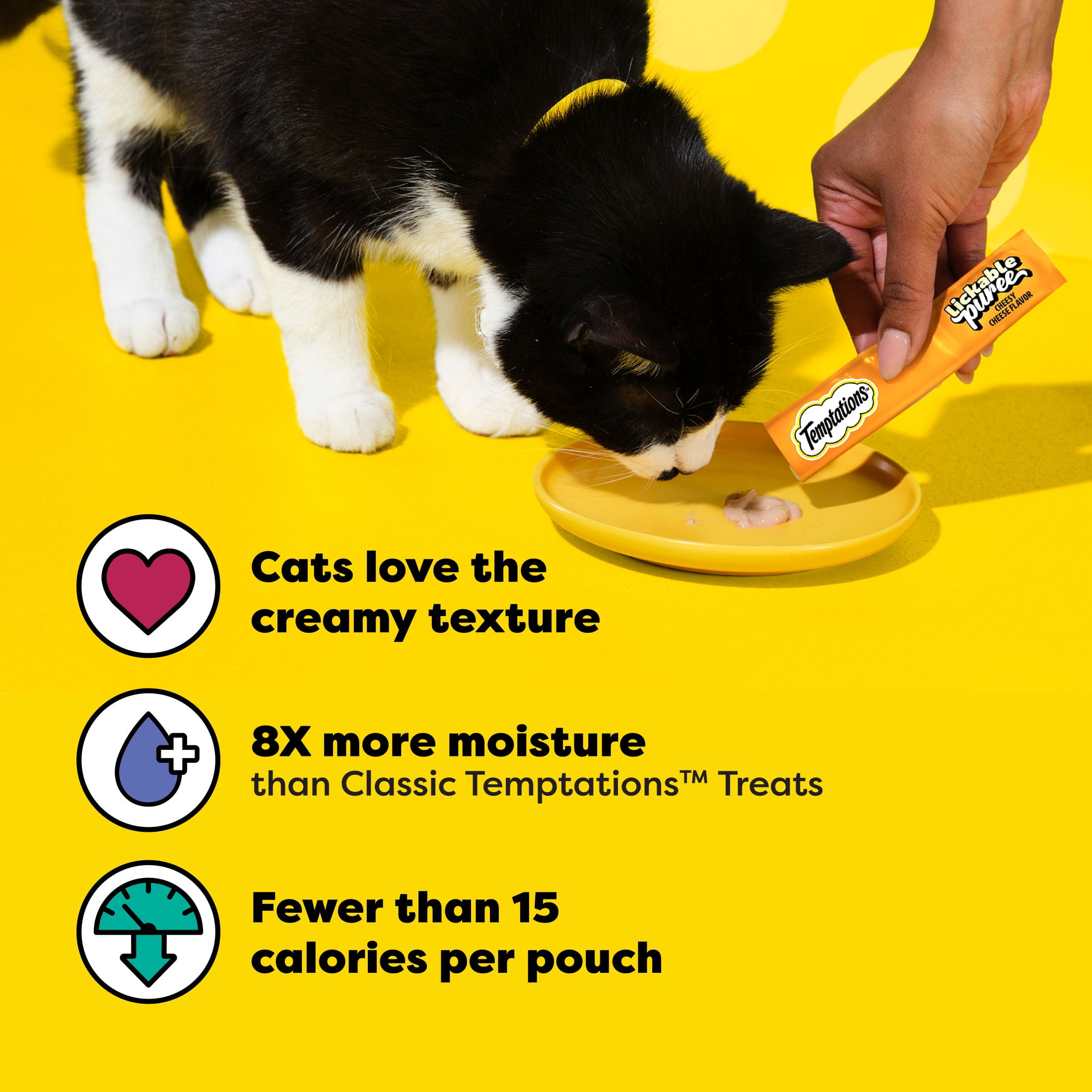 Temptations Creamy Puree With Cheese Lickable, Squeezable Cat Treats, 16-Pack Of 12G Pouches