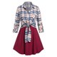 thumbnail image 1 of Blusa de bolsillo a cuadros de talla grande y juego de cami superior Rosegal  Blusas Tallas Grandes, 1 of 5