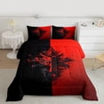 thumbnail image 2 of Feelyou Retro Gothic Graphic Bedding Comforter Set, Vintage Goth Graffiti Twin Comforter Sets, Black Red Reversible Bedding Set, Luxury Bedroom Decor, 2-Piece, 2 of 8