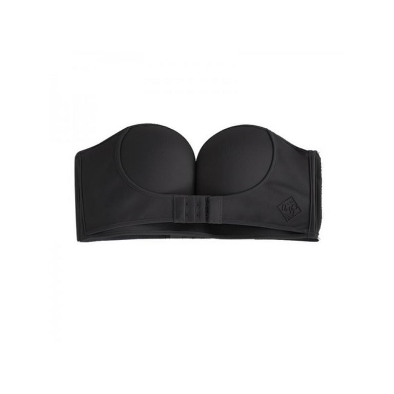 Women Sexy Strapless Gather Bra,Front Closure Push Up Invisible Lingerie