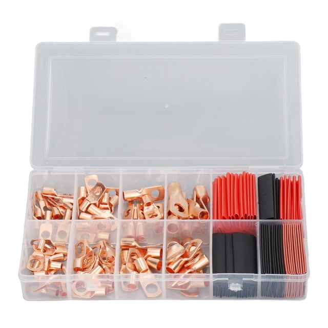 Juego de 150 terminales de cable con tubos termorretráctiles de cobre engrosado para batería.
