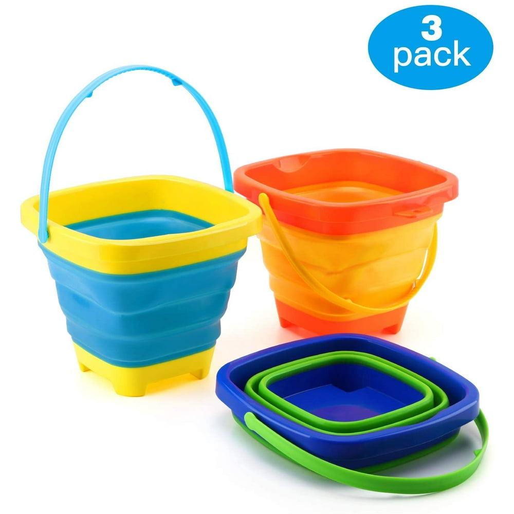 JoyX Beach Bucket Sand Toy for Kids, Foldable Sand Bucket Expandable