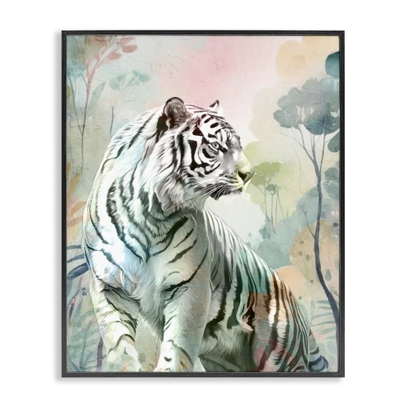Stupell Industries Coastal Soft Gazing Tiger Black Framed Giclee Art, 11 x 14, by Kim Allen