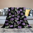 thumbnail image 2 of Purple Tulip Blanket Flower Gifts for Girls Women Tulip Floral Throw Blanket for Kids Adults Soft Warm Cozy Fleece Blanket for Couch Sofa 40"x50", 2 of 6