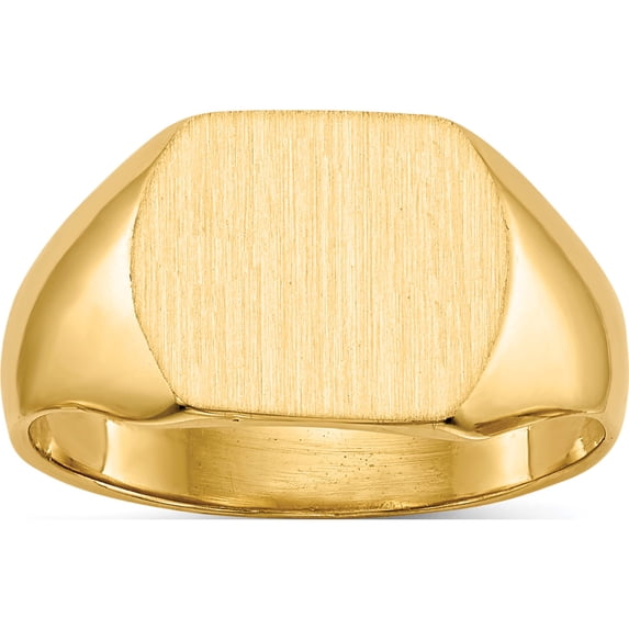 14K Yellow Gold 10.5X12.0mm Closed Back Signet Ring (Size 8) Made In United States rs389