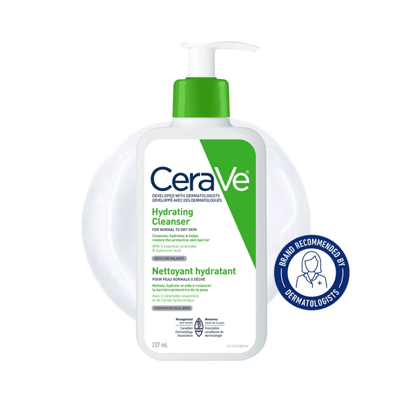 CeraVe Hydrating Cleanser, Gentle Face Wash with Ceramides and Hyaluronic Acid for Normal to Dry Skin, 237mL