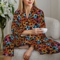 thumbnail image 6 of Honeii Daisies Flowers print Women's Pajama Sets Long Sleeve Button Down Sleepwear Nightwear Soft Pjs Lounge Sets-Large, 6 of 7