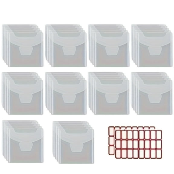 Necvior 50 Pcs Clear Stamp Storage Bag Plastic Envelopes Die Storage Pockets for Card