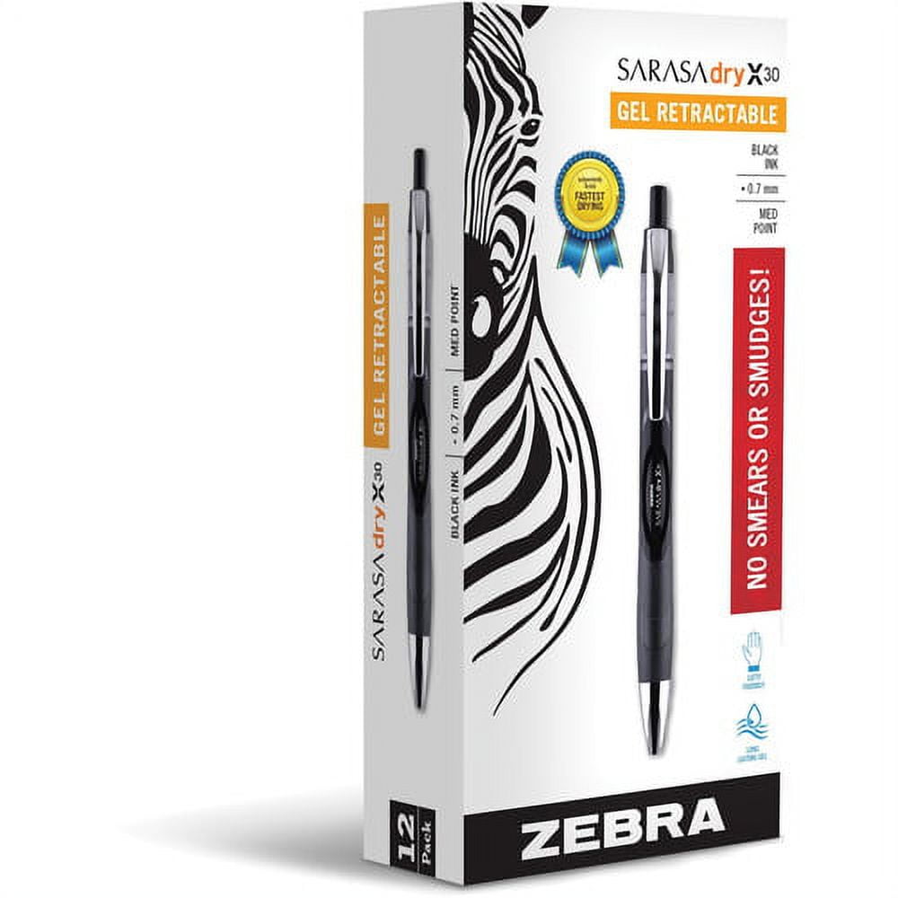 Zebra Pen Sarasa Dry X30 Gel Retractable Pen 0.7 mm Pen Point Size - Retractable - Black - 12 / Dozen