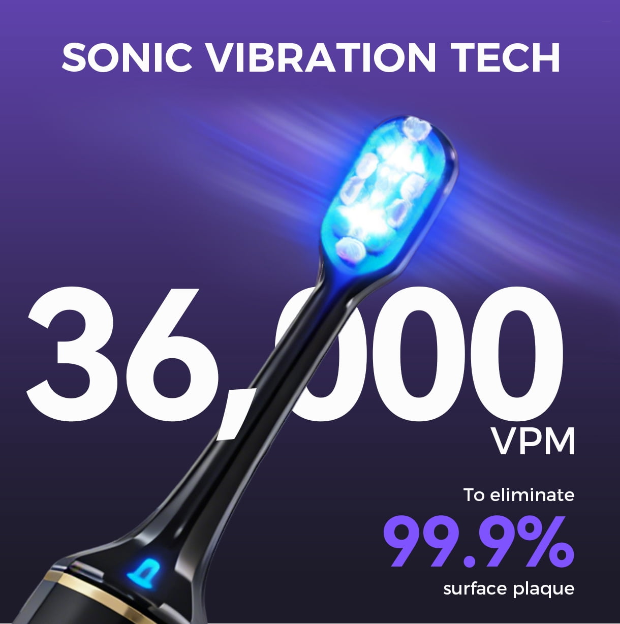 Triple Whitening Sonic Toothbrush and PAP+ Toothpaste Kit | 8 Blue LED | 5 Modes | IPX7 Waterproof | 50-Day Battery | Wireless Charging | Black