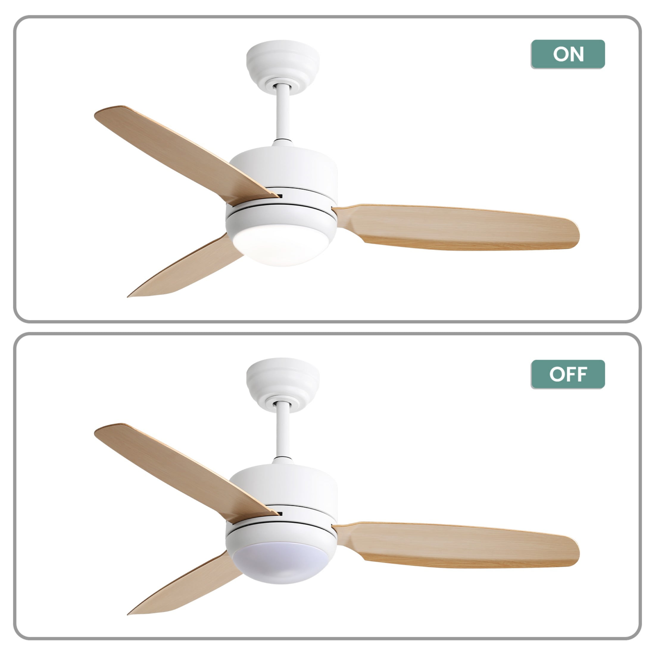 Sofucor 46 inch Ceiling Fans with Lights and Remote,Flush Mount,Modern,Low Profile