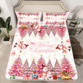thumbnail image 2 of Manfei Xmas Cartoon Snowman Queen Sheet Sets,Merry Christmas Flat Sheet,Gold Snowflake Bell Queen Fitted Sheet For Princess,Luxury Bedroom Decor,4-Piece, 2 of 7