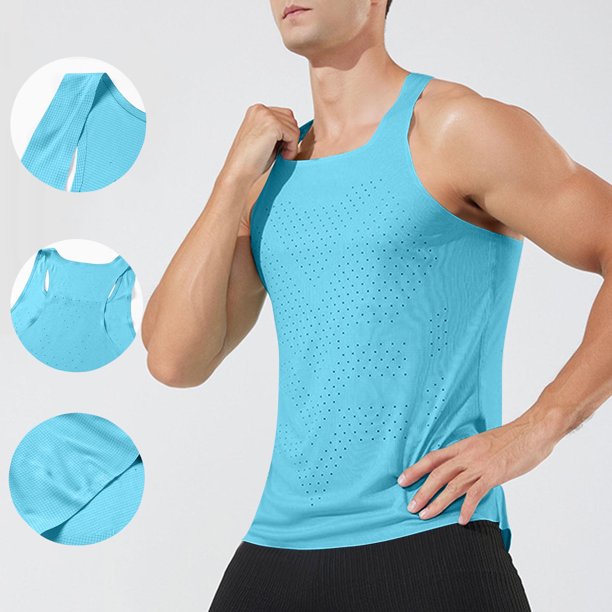 Camiseta sin mangas con cuello en V para hombre, color liso, informal, de verano, para fitness, sin mangas, para hacer ejercicio, correr, entrenar, chaleco transpirable de poliéster para hombre.