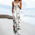 thumbnail image 2 of Olyvenn Summer Cotton Overalls for Women Plus Size Boho Casual Bib Jumpsuits Wide Leg Floral Print Baggy Rompers with Pockets Pink 10, 2 of 5