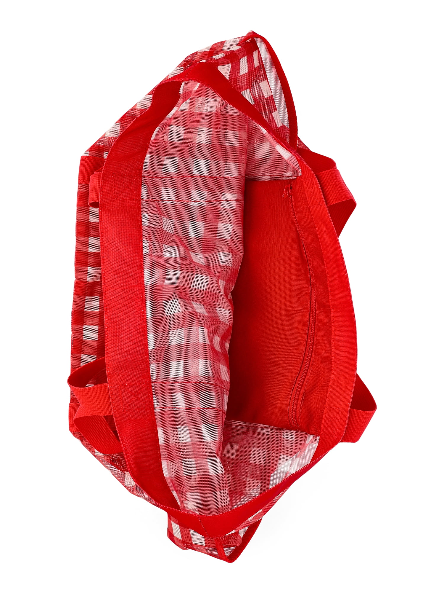 No Boundaries Women's Mesh Tote Bag, Red Gingham