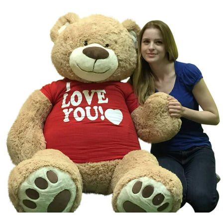 I Love You Giant 5 Foot Teddy Bear Soft 60 Inch Wears I Love You T-shirt Weighs 16 Pounds
