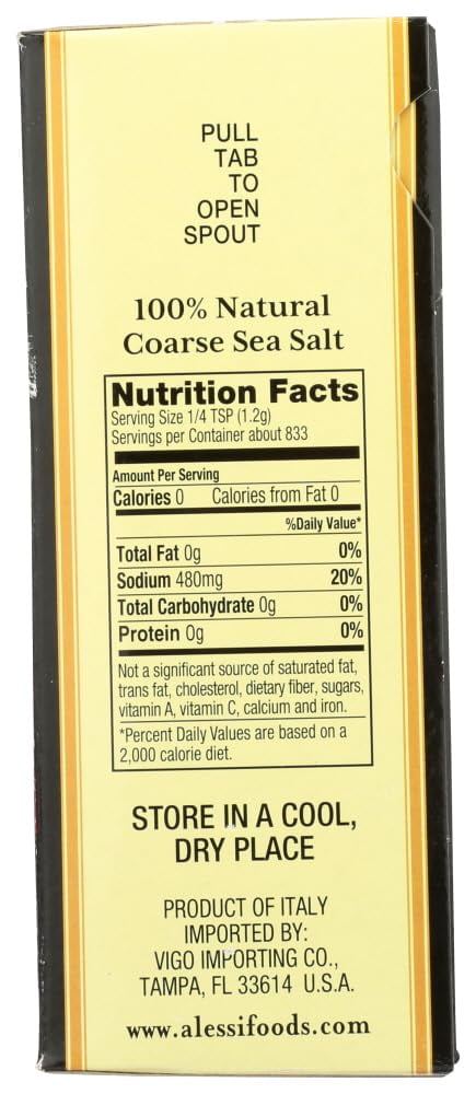 Alessi Premium All Natural Coarse Sea Salt Adds Taste & Texture 24oz (2 Pack)