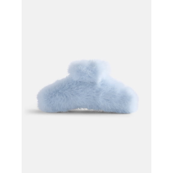 No Boundaries Women’s Faux Fur Hair Claw Clip, Blue, One Size