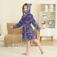 thumbnail image 2 of FORMRS Niños Bathrobe Unisex Hooded Robe Soft Plush Pajamas Sleepwear, Size 2-3T, Purple Waves Pattern, 2 of 7