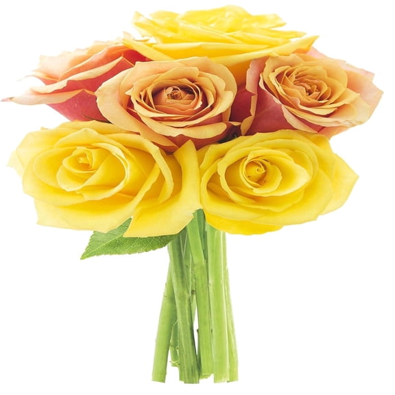 KaBloom : 3 Orange Roses, 3 Yellow Roses, 3 Greens, Next-Day Delivery, Gift for Every Occasion.