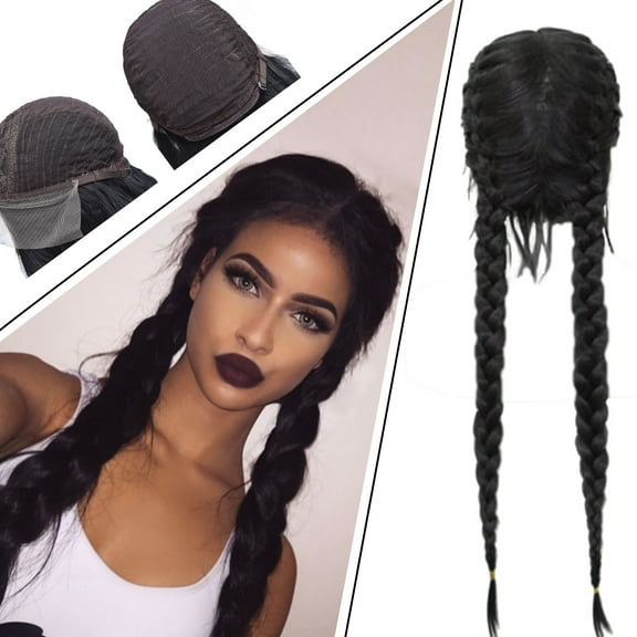 DOPI European And American Wigs Women Braid Hair Ponytail Hair Braid Front Lace Wigs