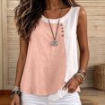 thumbnail image 4 of NTACZA Women Tank Tops Casual Cotton Round Neck Color Blocks Sleeveless Button Cute Summer Tops for Women, 4 of 5