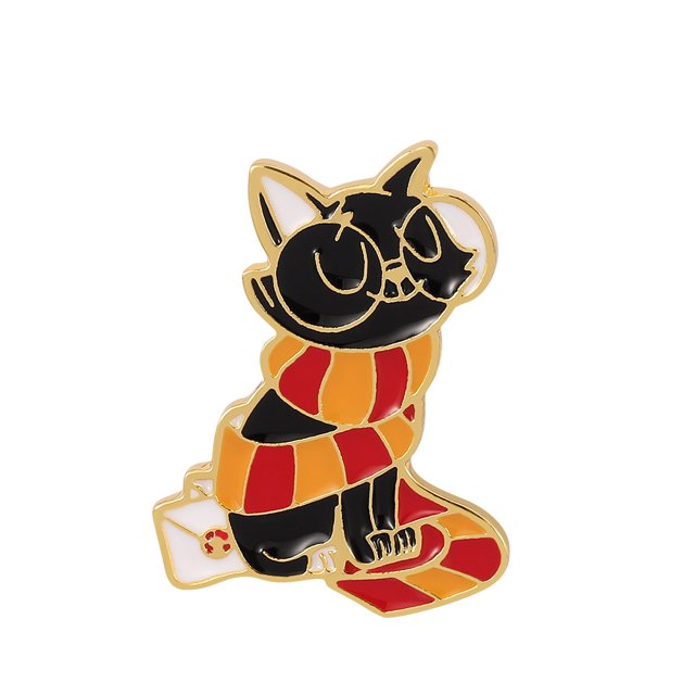 Insignia de metal con forma de gato creativo y bonito de dibujos animados, broche de aleación para bufanda, decoración de bolso
