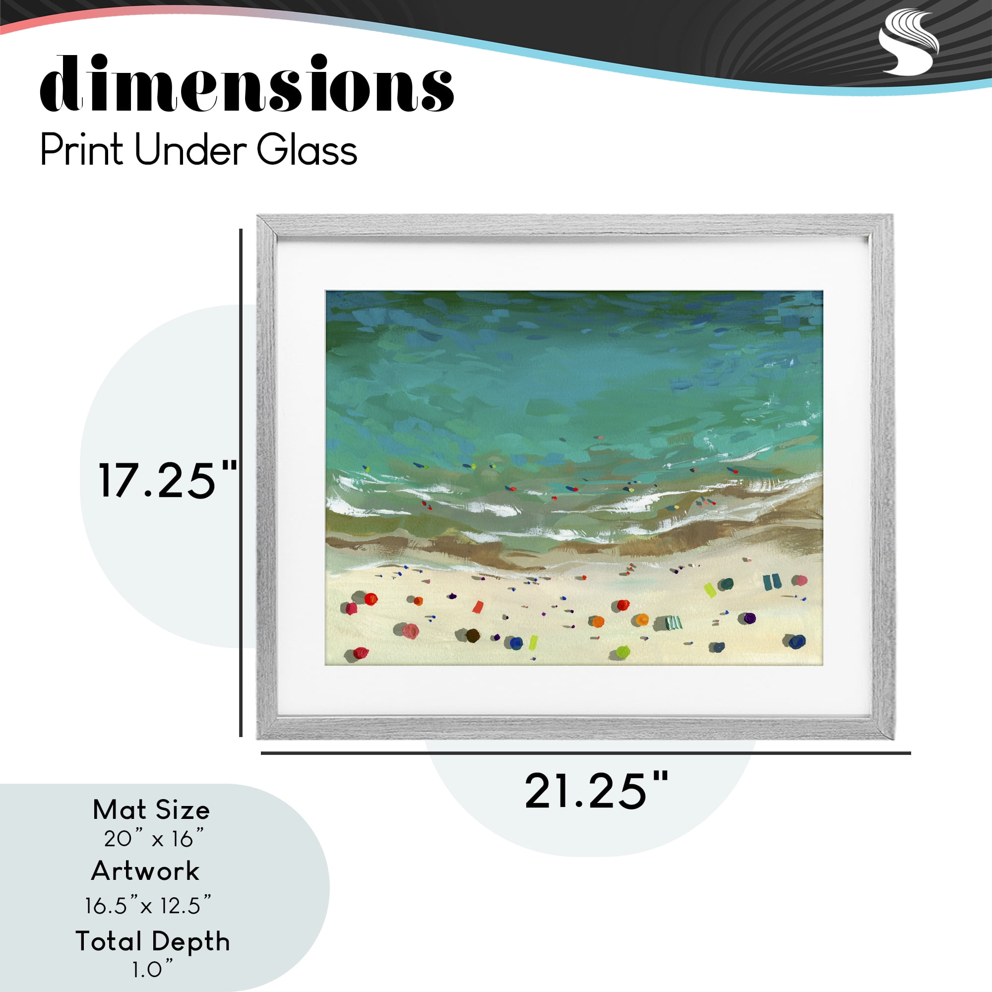 Stupell Industries Aerial Turquoise Shoreline Gray Framed Print Under Glass, design by Brook Page