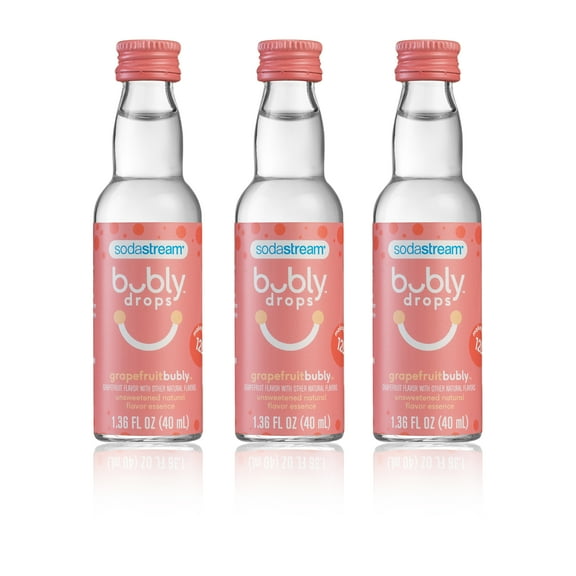 SodaStream bubly drops Grapefruit Sparkling Water Drink Mix, 1.36 oz, 3 Pack Bottles