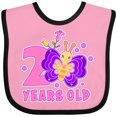 thumbnail image 3 of Inktastic 2 Years Old with Butterfly and Flowers Girls Baby Bib, 3 of 4
